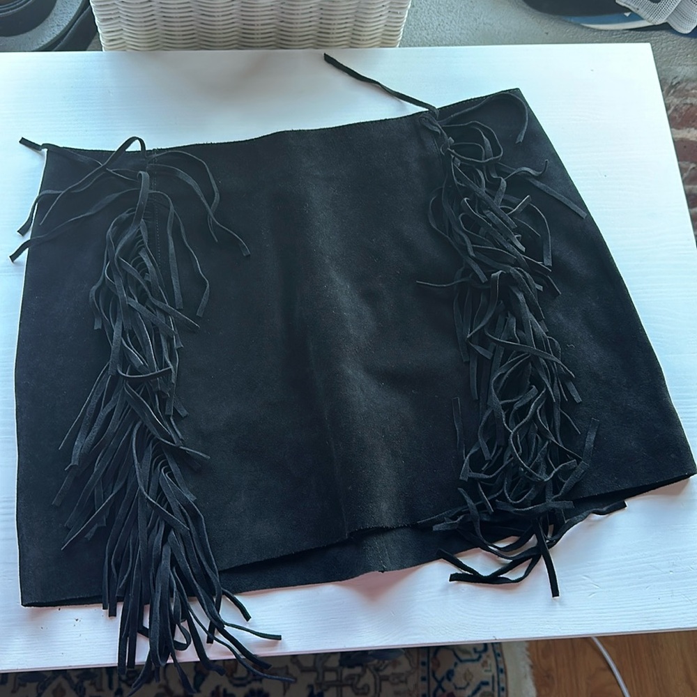 Urban Outfitters Suede Fringe Mini Skirt